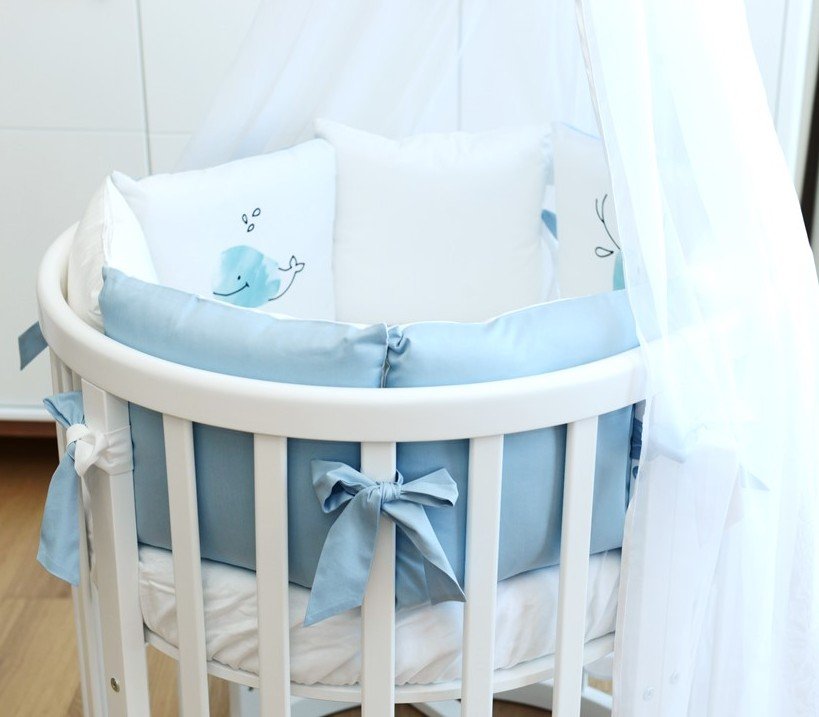 Комплект детского постельного белья для кроватки Bed "Акварель" голубой, бортики-подушки ELLIPSE ELLIPSE BED 351649 Белый;голубой Santreyd  - Вид №4