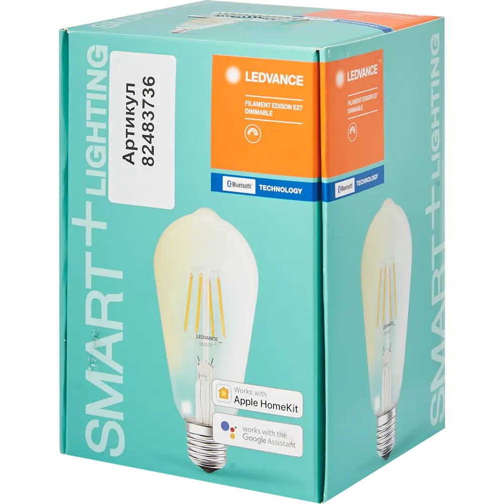 Лампа умная филаментная Ledvance Smart Plus E27 220-240 В 6 Вт цилиндр прозрачная 806 лм, теплый белый свет, для диммера STLM-2190418 - Вид №3
