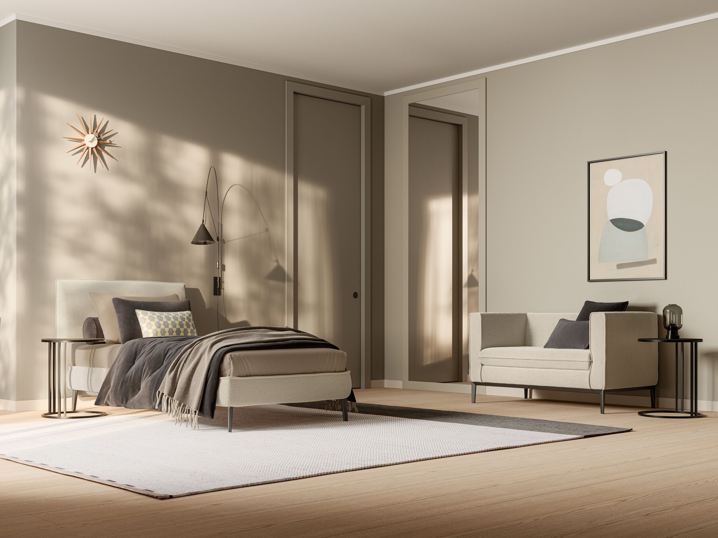 Односпальная кровать из ткани с мягким изголовьем Twils Logan ARCH-00110445 - Вид №1