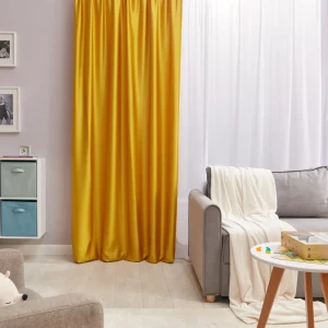 Штора на ленте Лотос 160x260 см цвет желтый