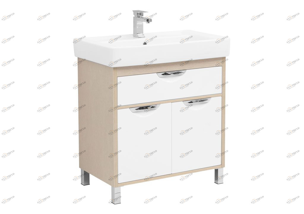 Тумба под раковину Aquanet Гретта 80 New светлый дуб (1 ящик, 2 дверцы) 00239403