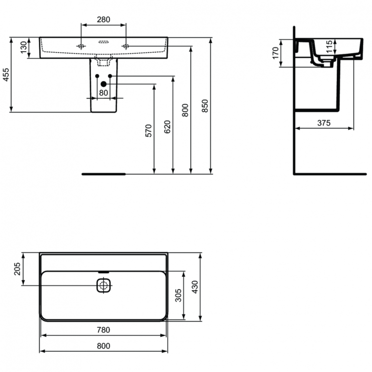 T363901 Раковина 80 см Ideal Standard STRADA II - Вид №5