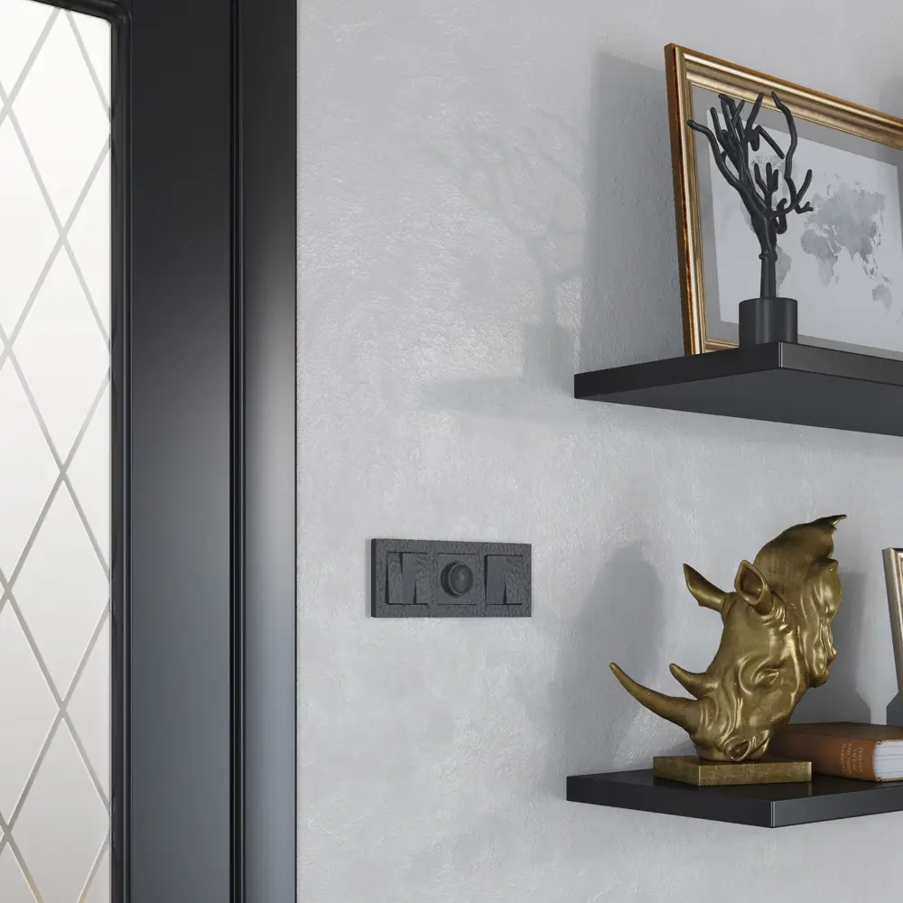 Выключатель проходной встраиваемый Werkel Hammer 2 клавиша цвет черный STLM-2192805 - Вид №3