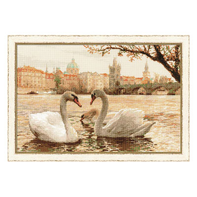1364 Набор для вышивания Лебеди. Прага 45 х 30 см RIOLIS Сотвори Сама 