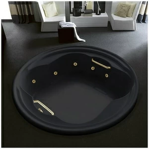 Ванна Gruppo treesse Perla V669B-CZ чёрная с золотой фурнитурой гидромассажем и дезинфекцией  круглая большая свободностоящая