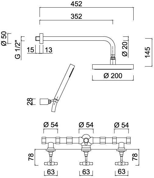 Rubinetteria Giulini Душевой набор с лейкой G5 F7915w2ks - Вид №1