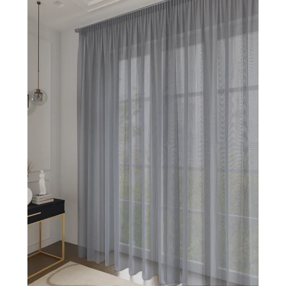 MIAMOZA Тюль Елочка серый 300x280 см - элегантная сетчатая занавесь 89398907 STLM-1574335