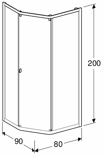 4983016908 Душевая стенка IDO Showerama 8-3 для пятиугольного душа, 900x800 мм  - Вид №4