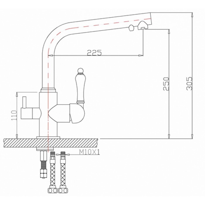 Zorg ZR 313 YF-33 чёрный металл Смеситель для кухни Zorg 305х225 мм  - Вид №2