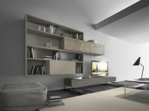 Presotto Модульная настенная деревянная стенка для хранения вещей с подставкой под телевизор Crossart