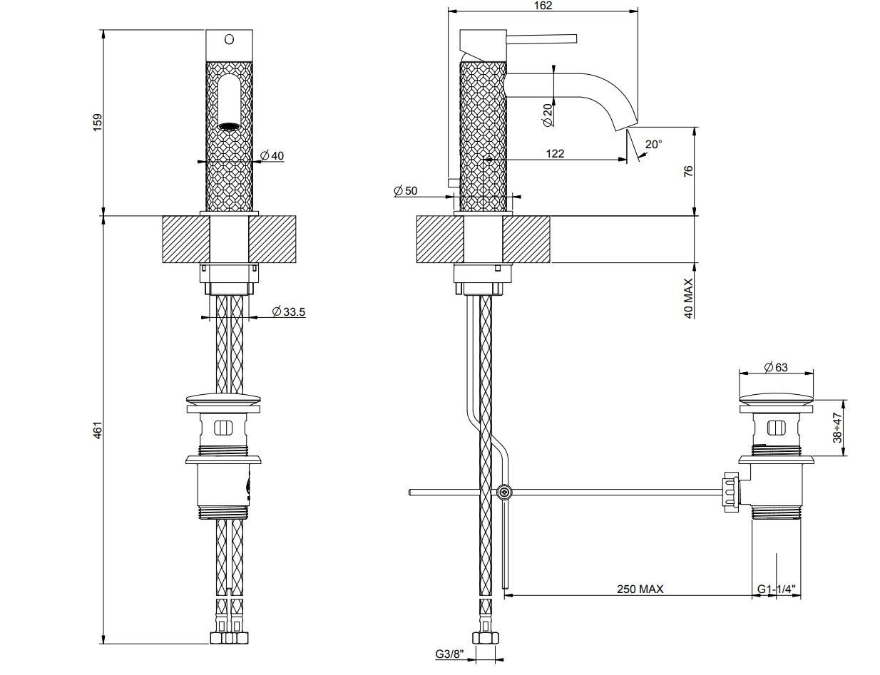 Смеситель для раковины из нержавеющей стали Gessi Messi316 ARCH-00110528 - Вид №3