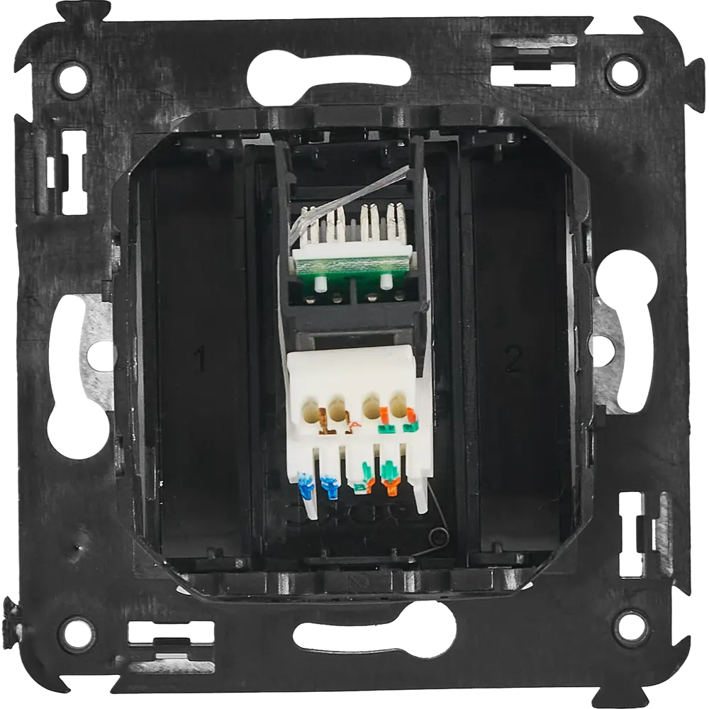 Розетка компьютерная встраиваемая DKC Avanti UTP cat 5 без заземления со шторками цвет черный матовый 85842217 STLM-2003432 - Вид №3