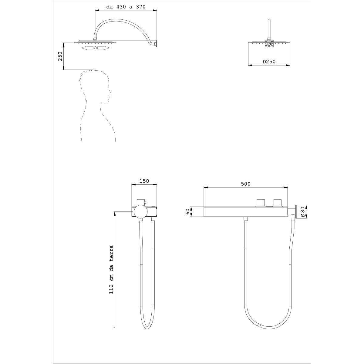 Набор для душа из нержавеющей стали с душем и ручным душем Cropelli Alyssia ARCH-00132281 - Вид №39