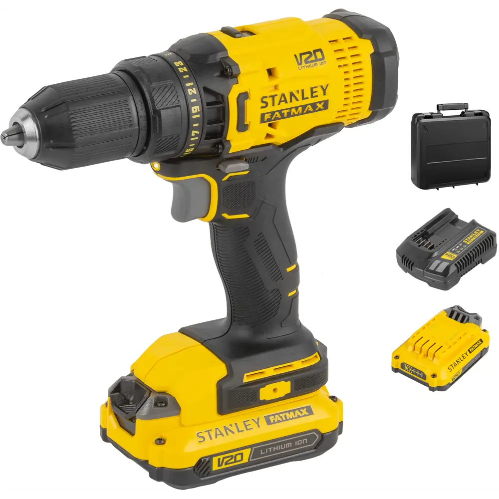 Дрель-шуруповерт аккумуляторная Stanley SCD700C2K, 18 В Li-ion 2x1.5 Ач STANLEY FATMAX STLM-2029836