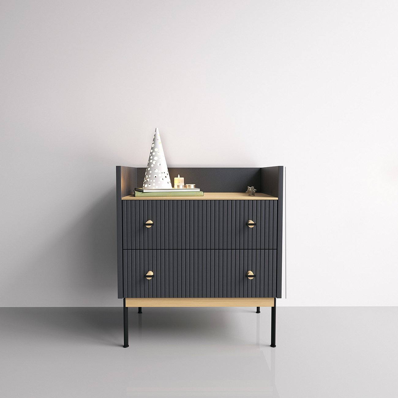 Тумба высокая с полкой 71х64 см серая Land BRAGIN DESIGN LIVING 00-3862480 Серый - Вид №2