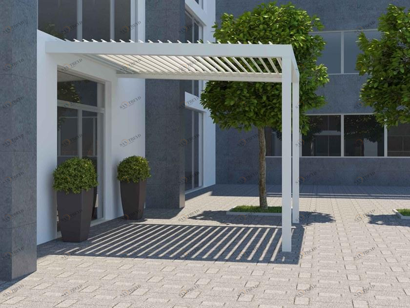 MV Living Пристроенная наклонная пергола с регулируемыми планками Bioclimatiche sun-id-1344588