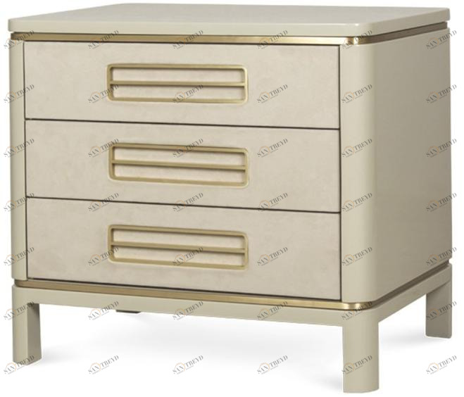 JOSÉ LEITE DE CASTRO Лаковая прикроватная тумбочка из алькантары и дерева с ящиками  11406216 