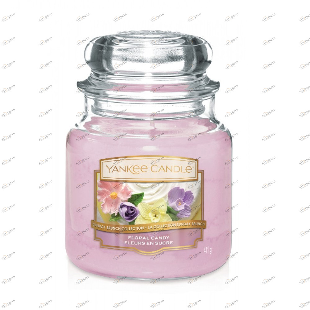 Свеча средняя в стеклянной банке "Цветочные сладости" Floral Candy 411 гр 65-90 часов YANKEE CANDLE  268024 Розовый 