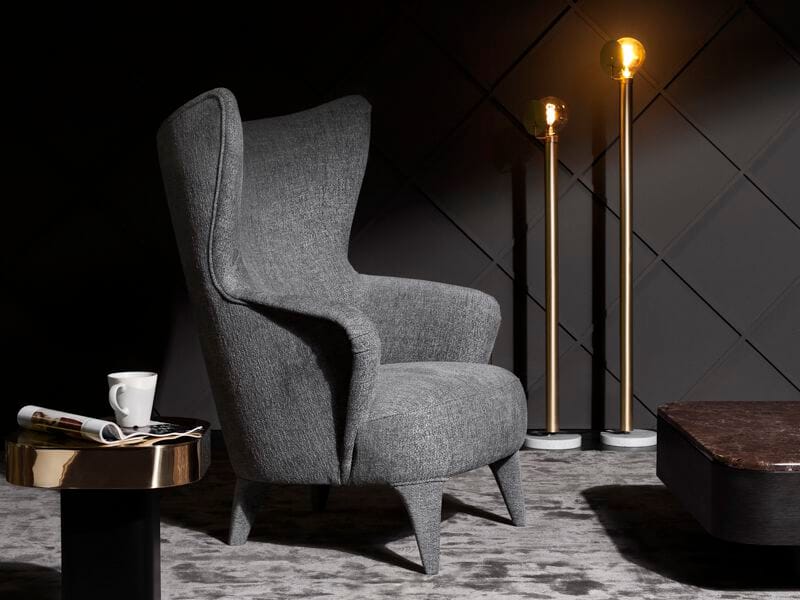 Тканевое кресло с подлокотниками Vibieffe 1950 атмосфера ARCH-00134256