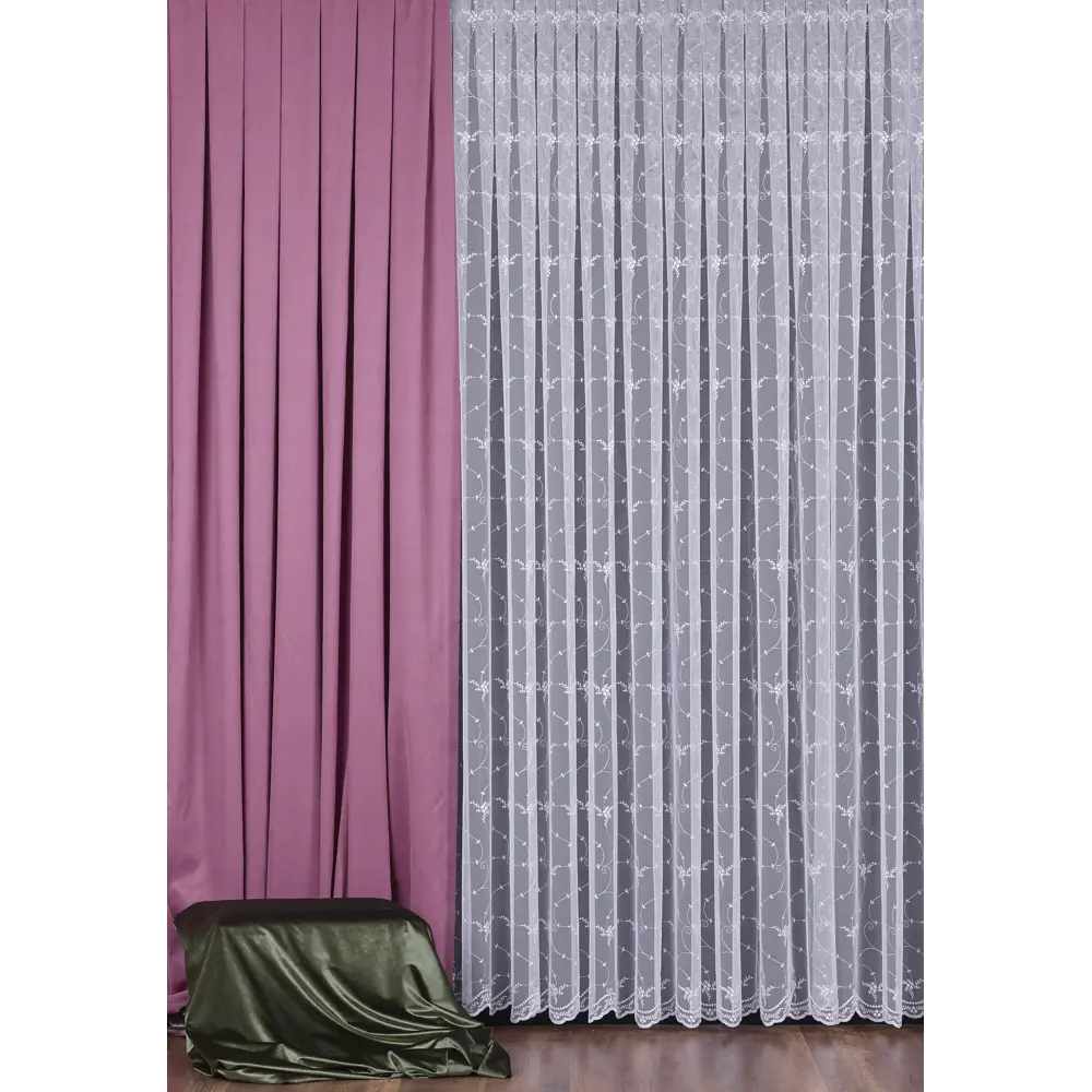 Тюль с вышивкой на сетке «Букетики» 1 п/м 290 см цвет белый ELIT HOME STLM-2030746 - Вид №1
