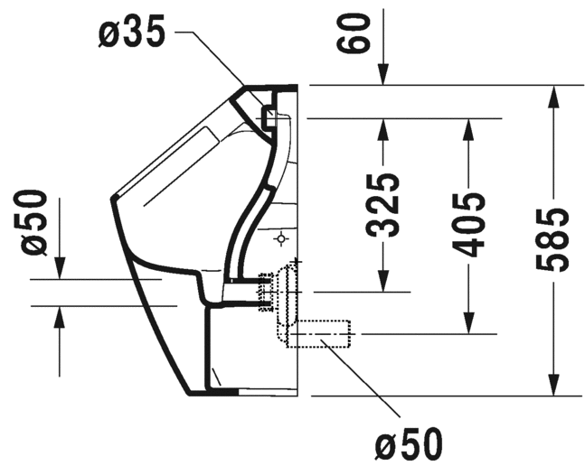 2809300000 Настенный писсуар, уринал с мушкой Duravit ME BY STARCK - Вид №3