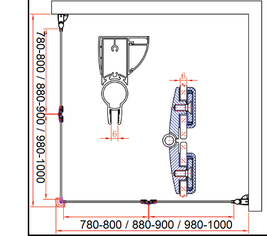 Душевой уголок CEZARES ELENA-W-ASH-2-80/100-C-Cr - Вид №4