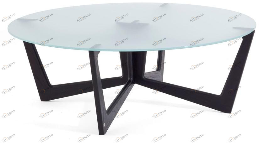 KARN Круглый журнальный столик из массива дерева и стекла Karn design Kt100