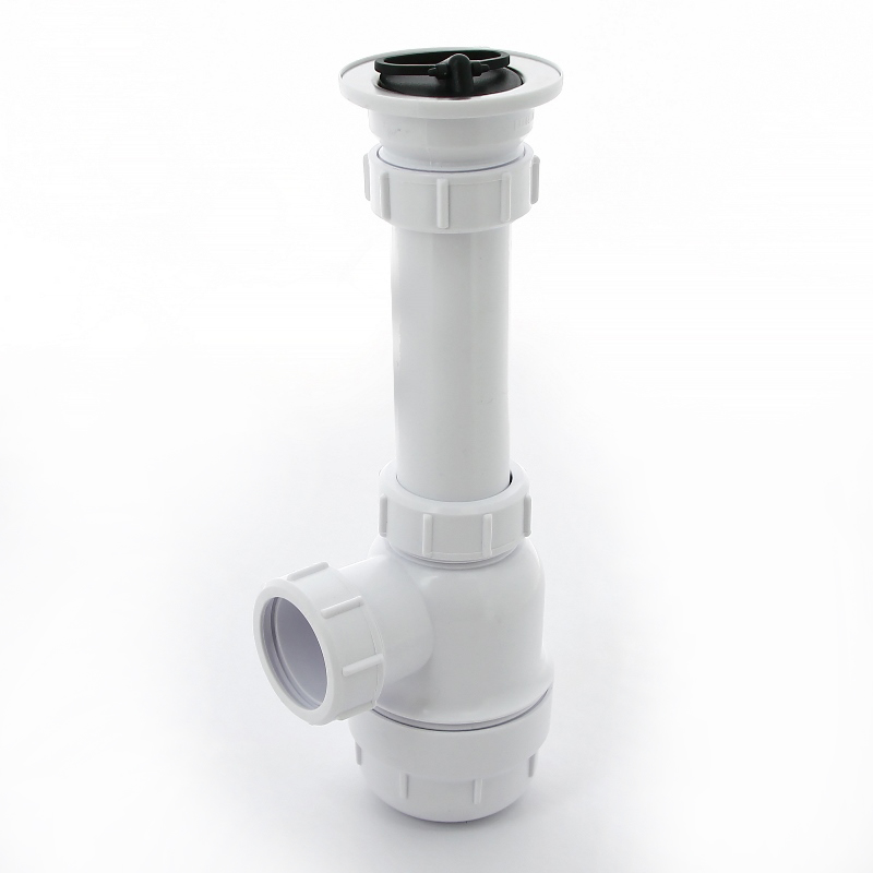 Сифон McAlpine бутылочный 1 1/2"х40 мм с выпуском 70 мм нерж. решетка пробкой выход компресс. D=40 мм MRSK2 - Вид №1