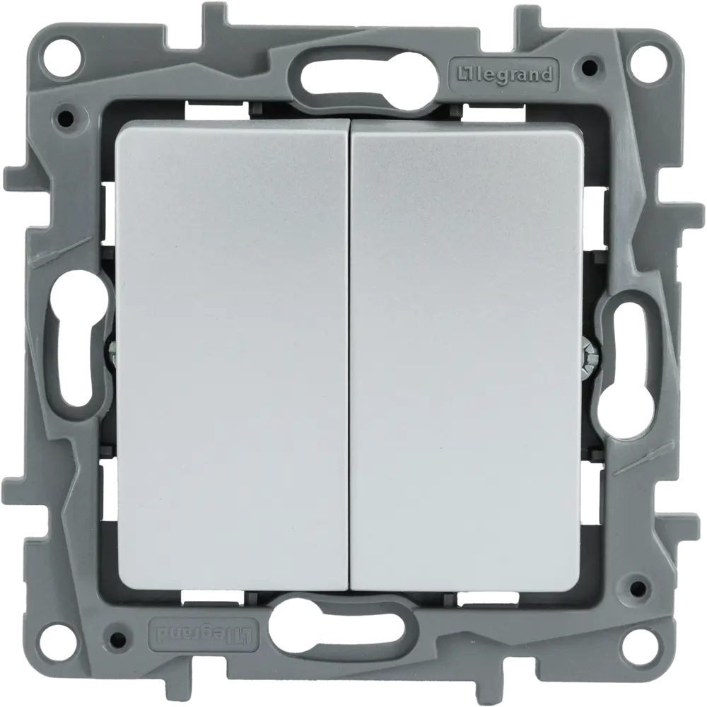 Выключатель Legrand Etika с двумя клавишами и подсветкой в алюминиевом стиле 82496549 STLM-0028723 - Вид №1