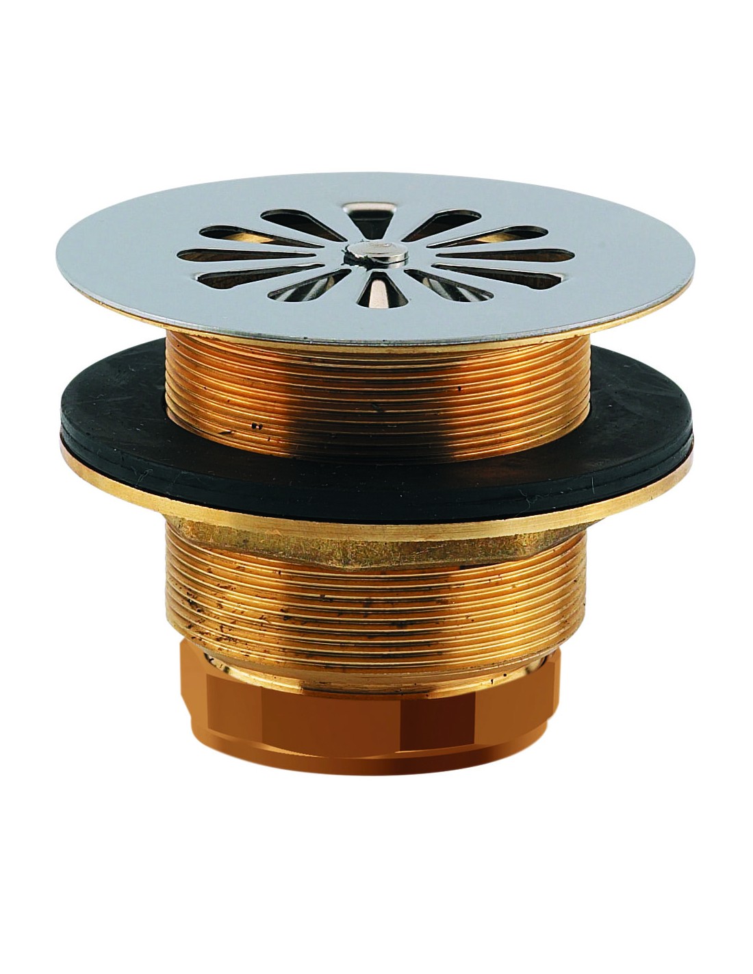 312200 000 00  Сифон для душевого поддона Д. 60 мм, круглая гирлянда, выход вертикальный Д. 40 мм на винт, латунь Valentin Хром 