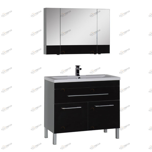 Комплект мебели Aquanet Верона 100 черный (напольный 1 ящик 2 дверцы) 00182943