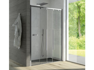 Алюминиевая и стеклянная нишевая душевая кабина с раздвижной дверью