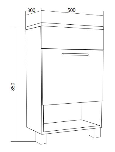 У85932 Тумба с раковиной July 50Н 1д. Белый глянец 1 Marka JULY - Вид №8