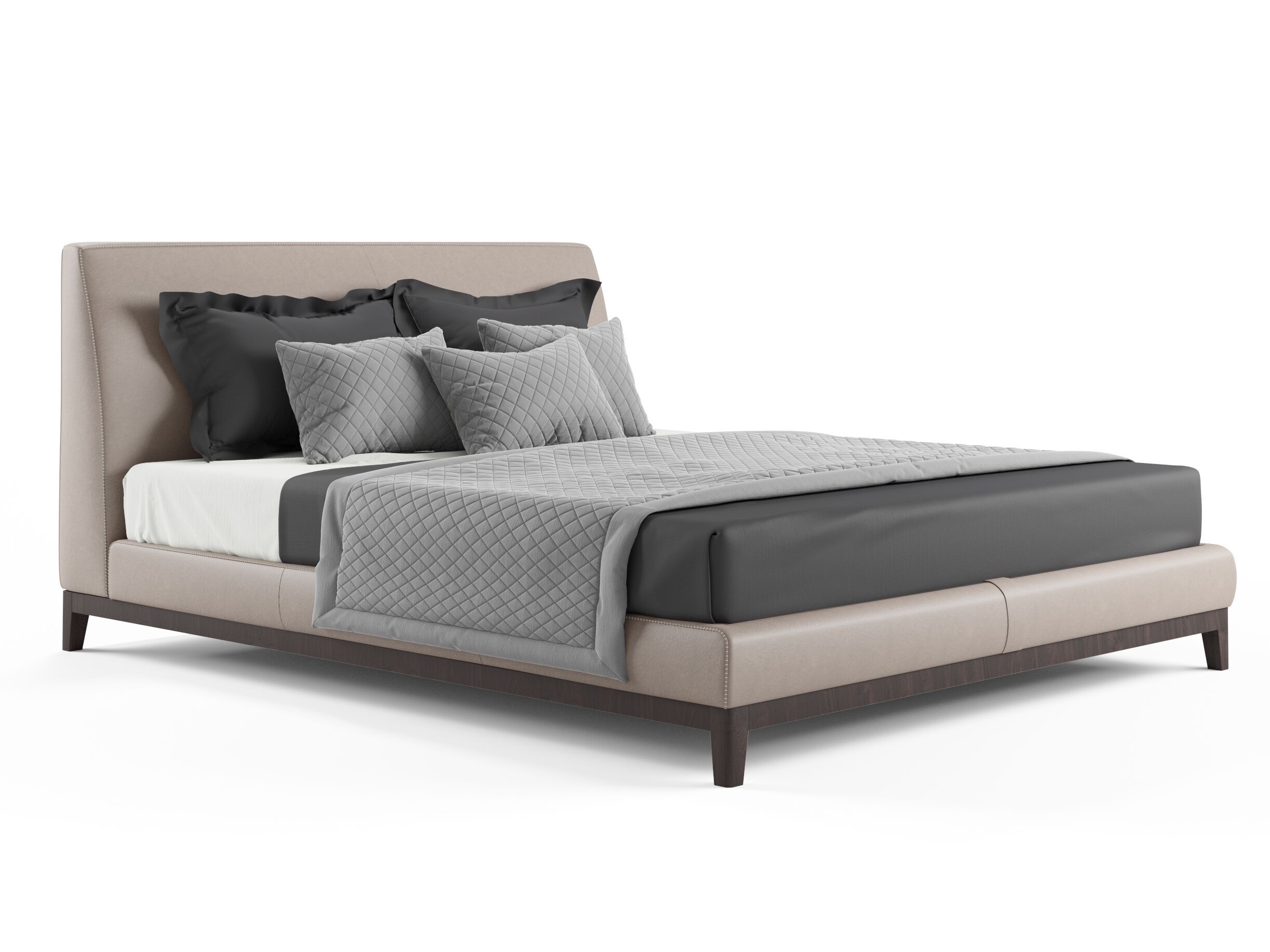 Кожаная двуспальная кровать с мягким изголовьем Borzalino Greg ARCH-00036195