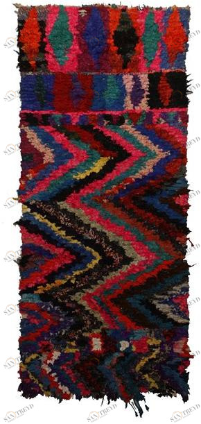 AFOLKI Прямоугольный шерстяной коврик с длинным ворсом и узором Boucherouite Taa950be