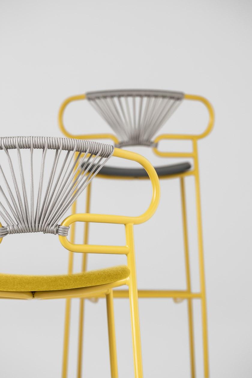 TrabA' Металлический табурет со встроенной подушкой со спинкой Genoa 0049met-cross-pu-imb - Вид №3