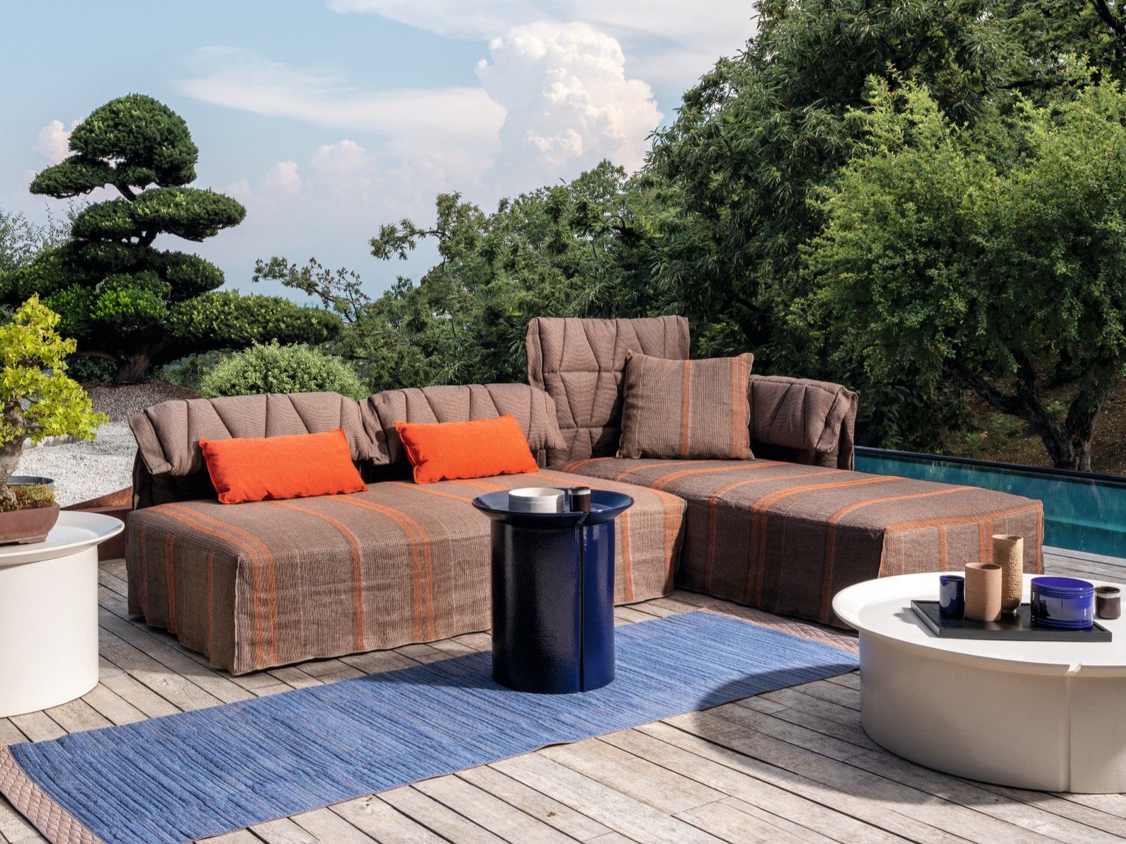Модульный тканевый садовый диван с полуостровом Gervasoni Gervasoni Outdoor ARCH-00124815