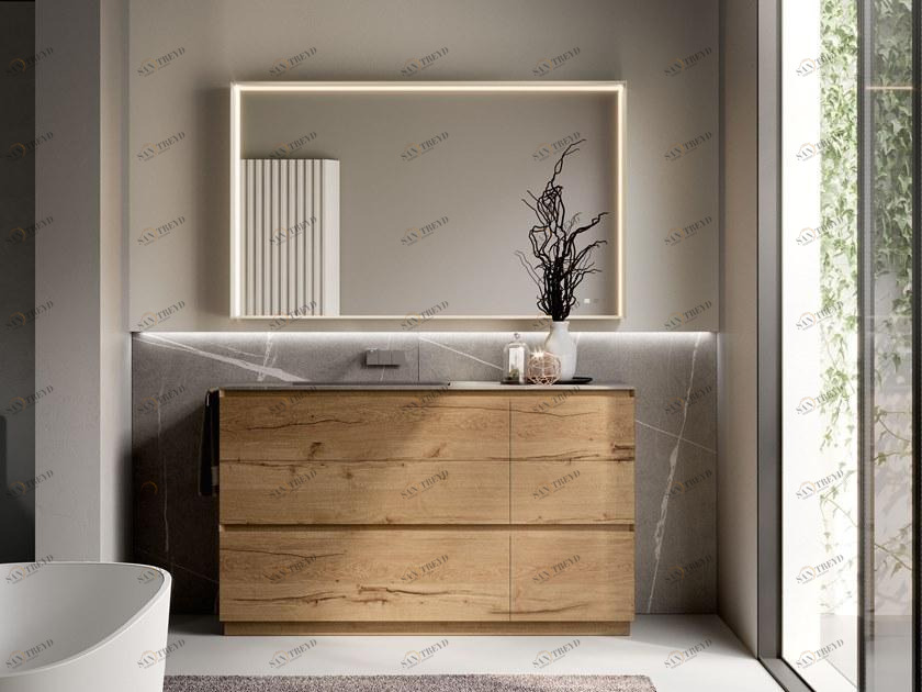 Ideagroup Подвесная тумба под умывальник из дуба с ящиками Cubik sun-id-1451535