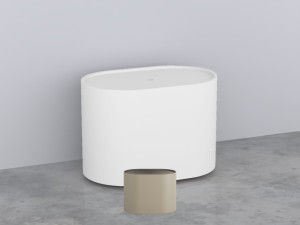 ELOOL-AV Пуф овальный из материала Livingtec на 4-х колесиках, с крышкой деревянной шпонированной cielo Elle