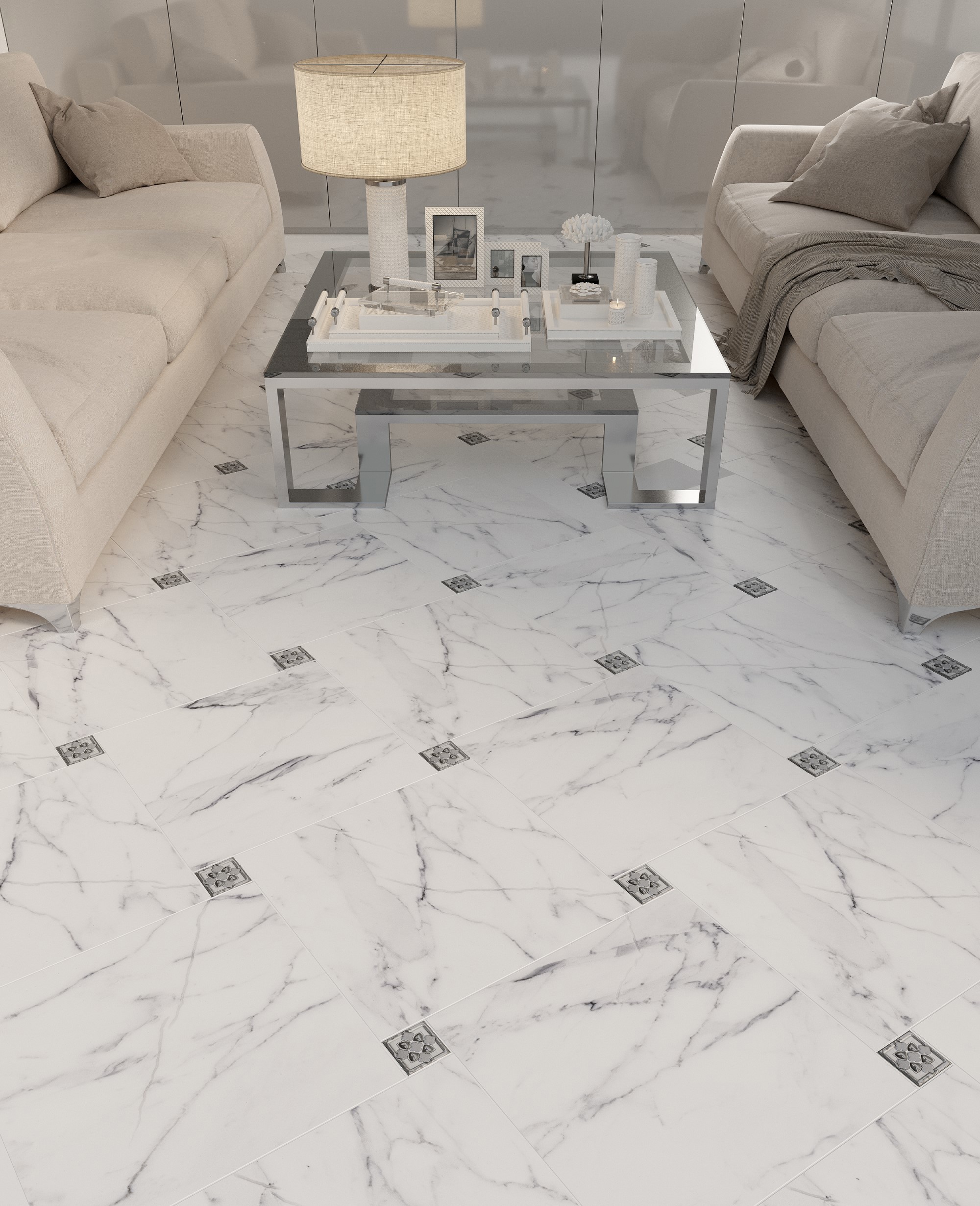 LB CERAMICS Бьянка Каррара - декоративная вставка для пола 7×7 см 88295561 STLM-0077482 - Вид №4