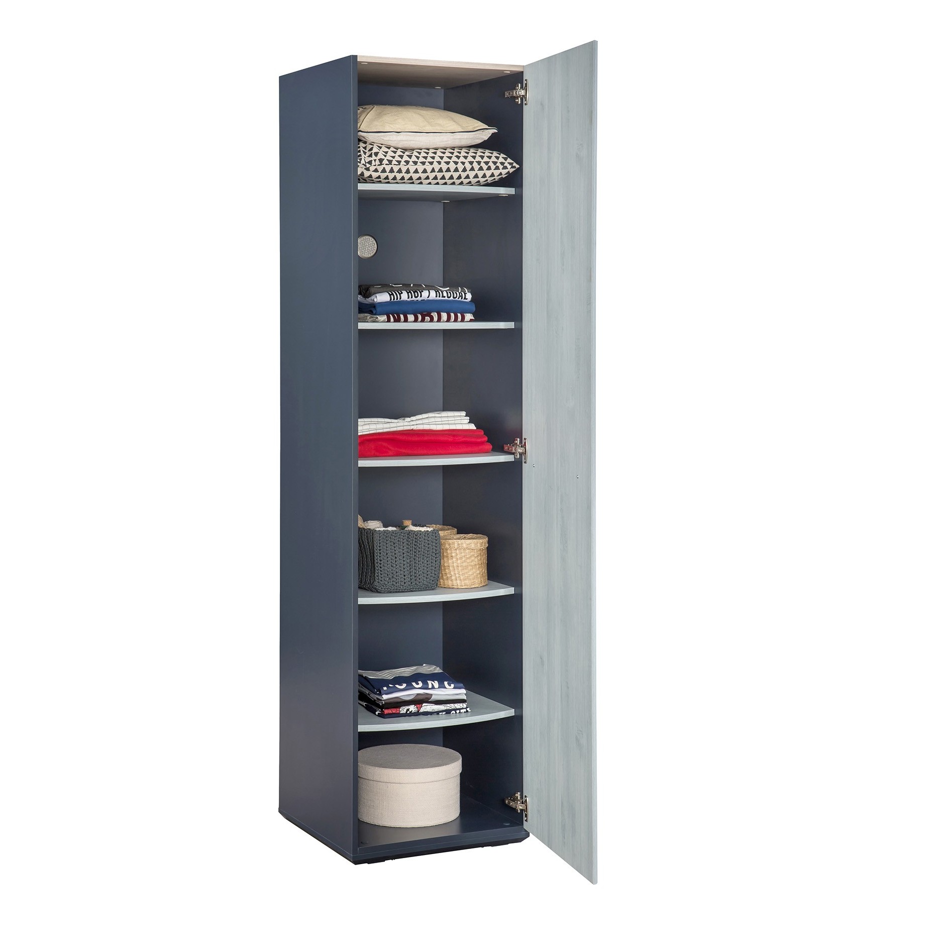 Шкаф-пенал узкий голубой 203 см Trio L CILEK TRIO 00-3832635 Синий Santreyd - Вид №3