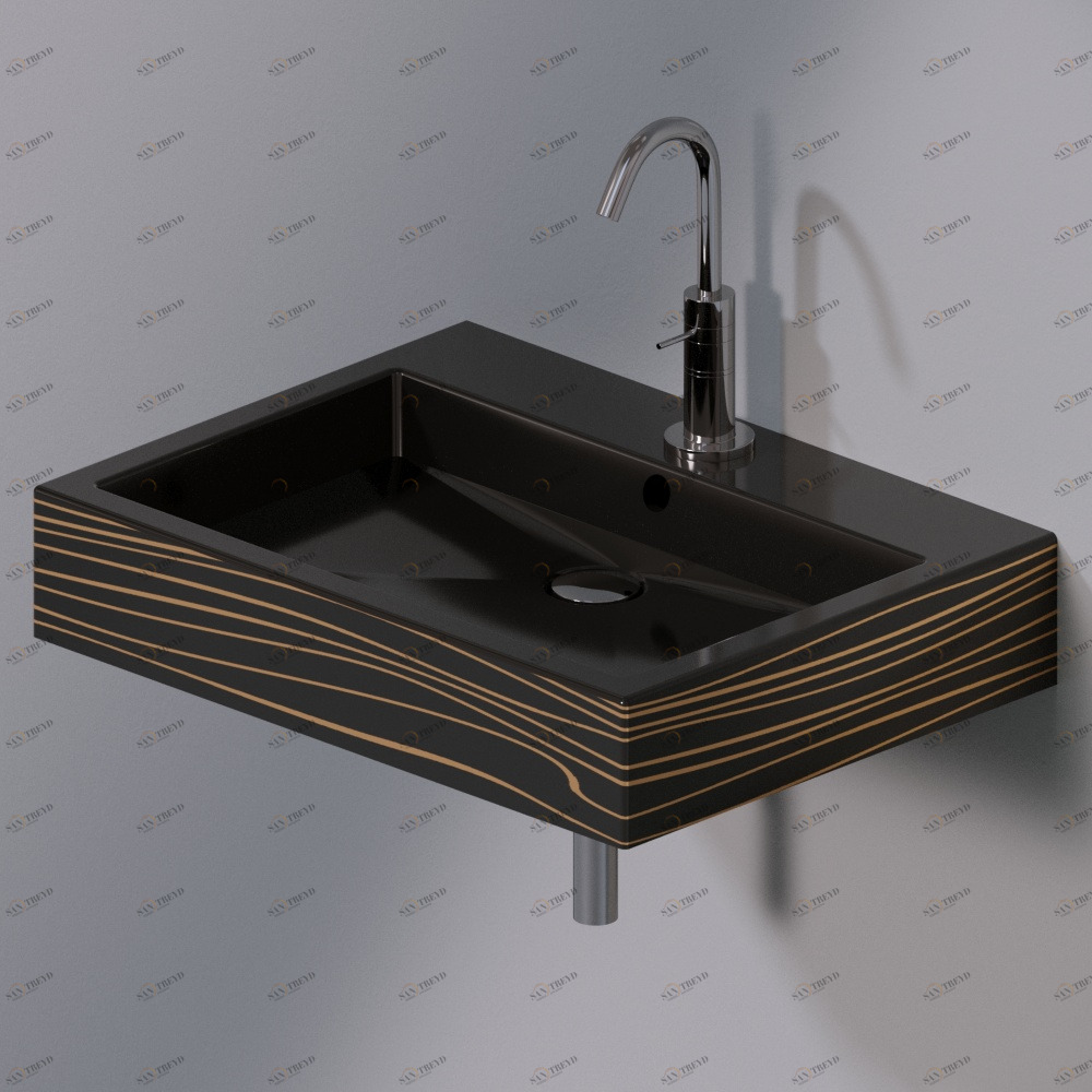 L267411G Подвесная раковина настенная прямоугольная A. e T. Italia Tank черная AeT ITALIA