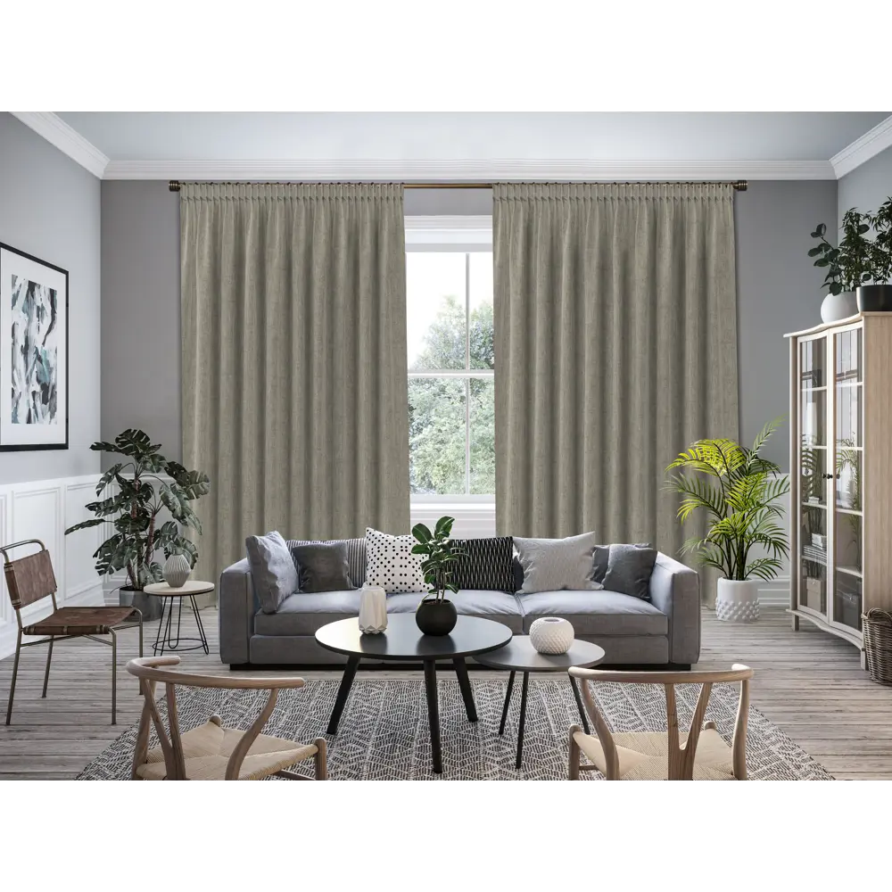 Ткань 1 м/п Однотонный шенилл 300 см цвет бежево-серый GARDEN STLM-2178138 - Вид №4