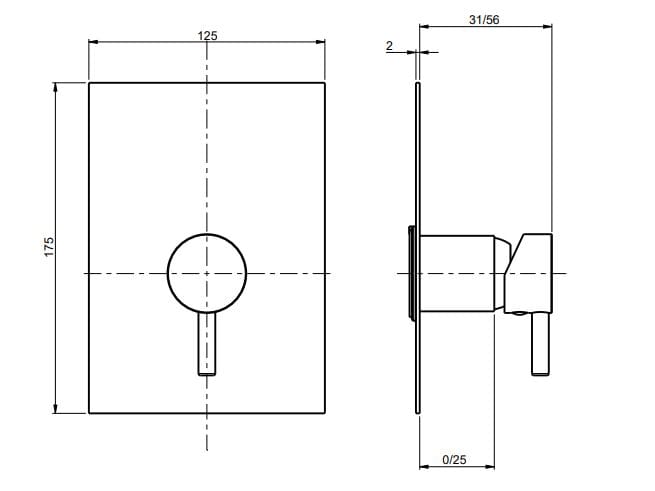 Встраиваемый однорычажный смеситель для душа с пластиной Rubinetterie Frattini Pepe XL ARCH-00136208 - Вид №12