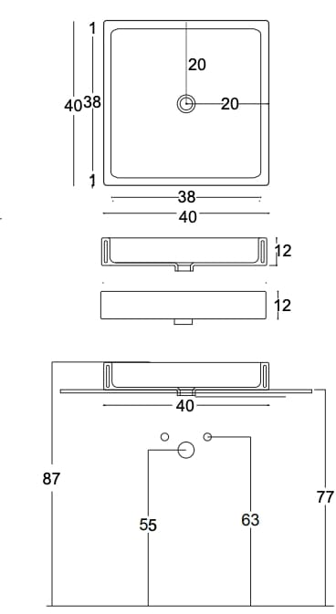 Керамическая квадратная столешница Nic канал ARCH-00118927 - Вид №2