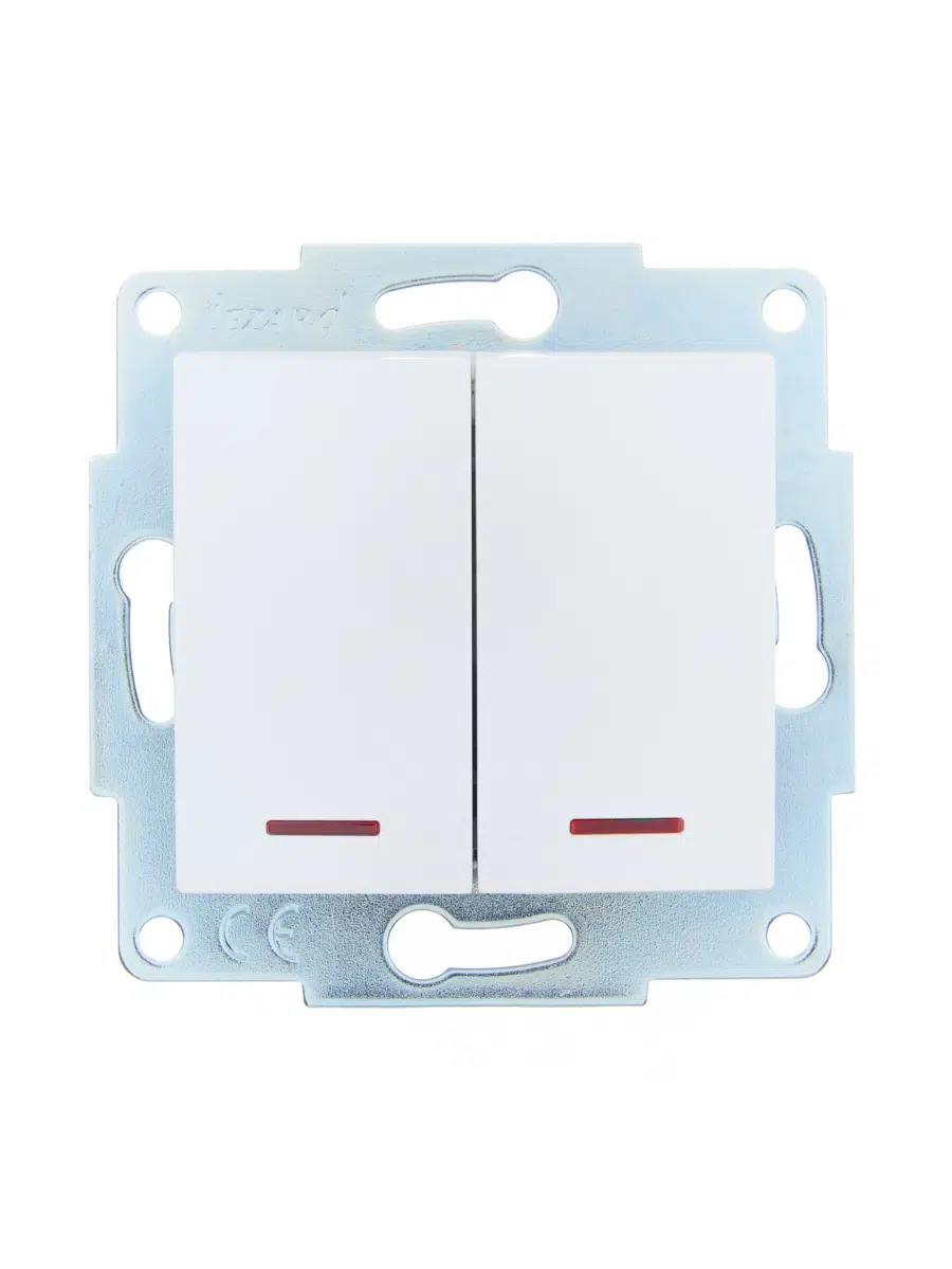 ASTI Выключатель двойной с подсветкой белый механизм LEZARD 7081-0288-112 - Вид №1