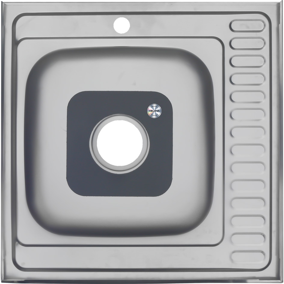 Мойка 6060 R MELANA 0,8/180 накладная прямоугольная с сифоном (006 t R *10) 006 t R (*10) - Вид №2