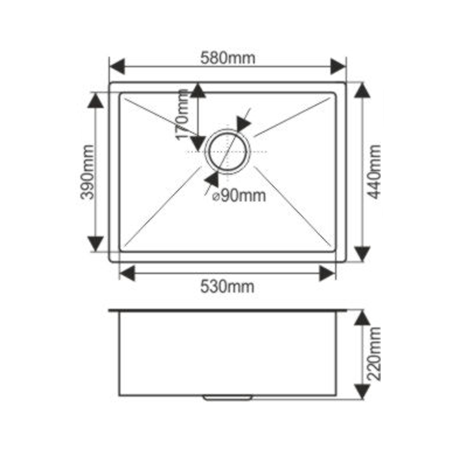 Мойка H5844 MELANA ProfLine 3,0/200 САТИН врезная прямоугольная с коландером H5844 H5844 сатин - Вид №3