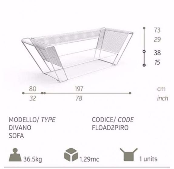 Talenti 2-х местный стальной диван Float Fload2piro - Вид №4