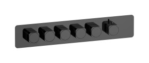 External part of thermostatic 5 ways, square plate, horizontal, Coral handle WE ARE IB eua526cfneo_2 Black Chrome Aqua
